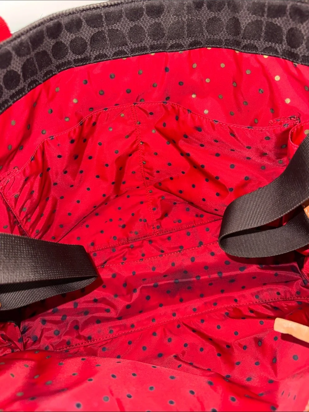 kate spade Brown Tote with Red and Black Straps